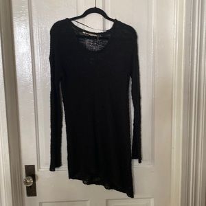 Soft Surroundings Black Sweater/Tunic Assymetical Hem -So Soft!